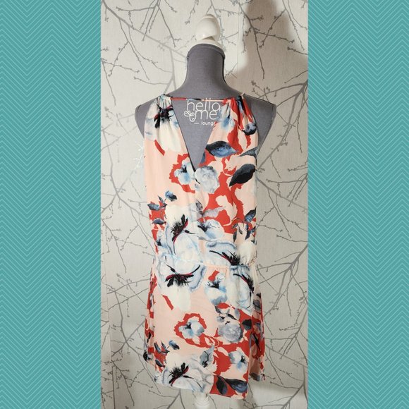 Parker Floral Printed 100% Silk Strappy Halter Dress - Picture 3 of 4
